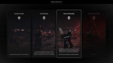 Remnant 2 difficulty levels from survivor to apocalypse on difficulty select menu
