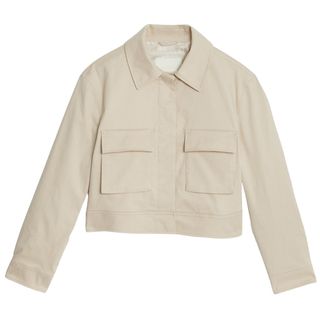 Cotton Rich Collared Cropped Utility Jacket