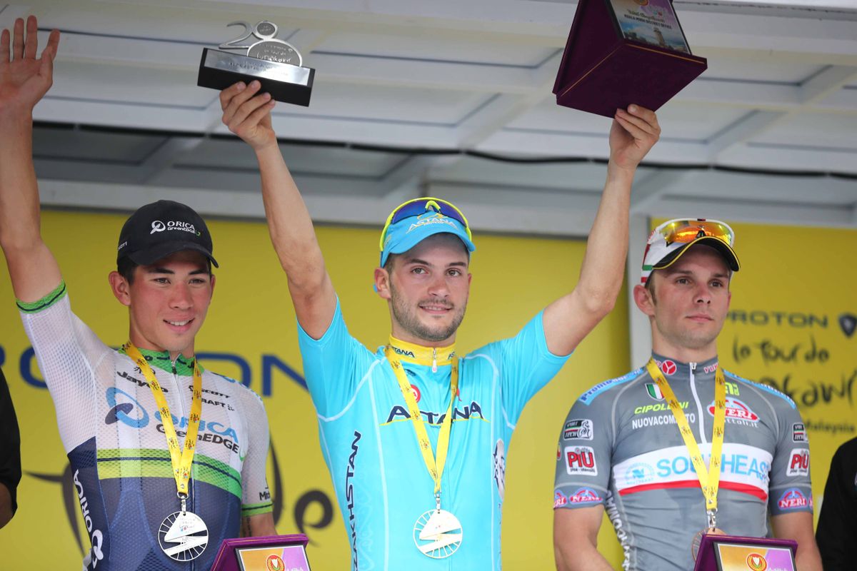 The top three from stage two on the podium