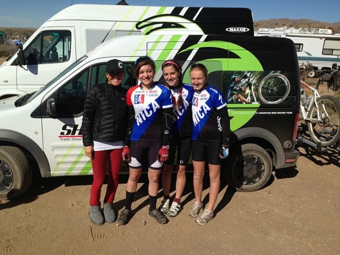 Three Arizona High School Cycling League student-athletes rode the 24 Hours of Old Pueblo on a team with Team Sho-Air/Cannondale's Pua Mata. From left to right: Pua Mata, Daisy Ward, Hannah Madler, Zoe Dunn.