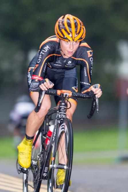 Lauren Hall (Optum) puts in a good time in the TT before her crit win that evening