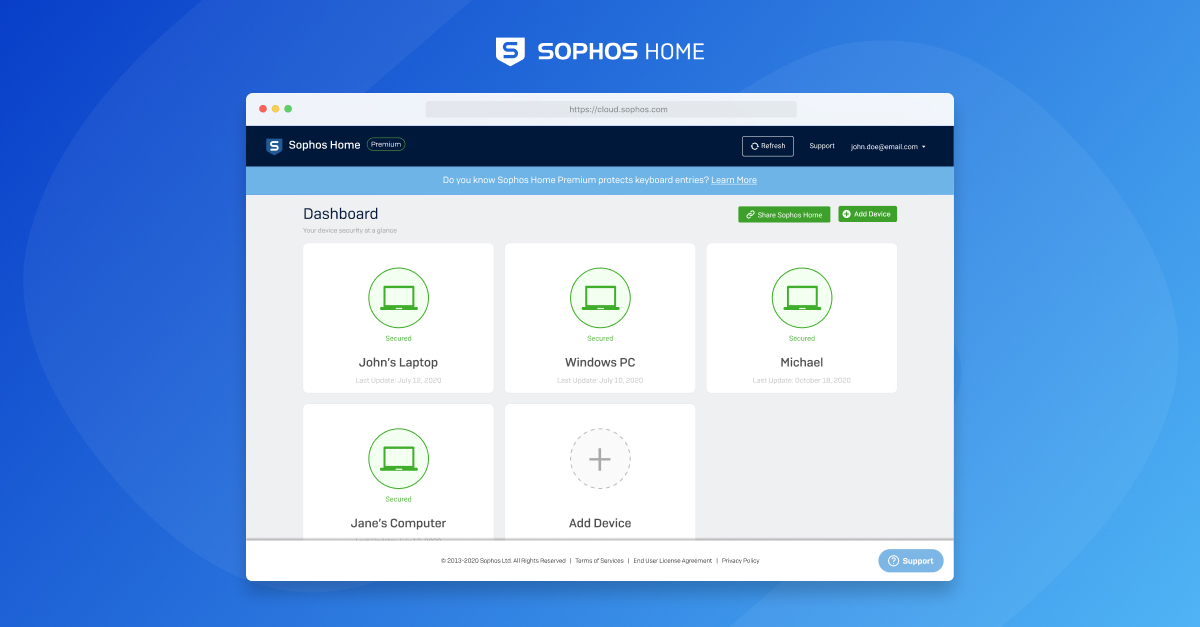 sophos home log in