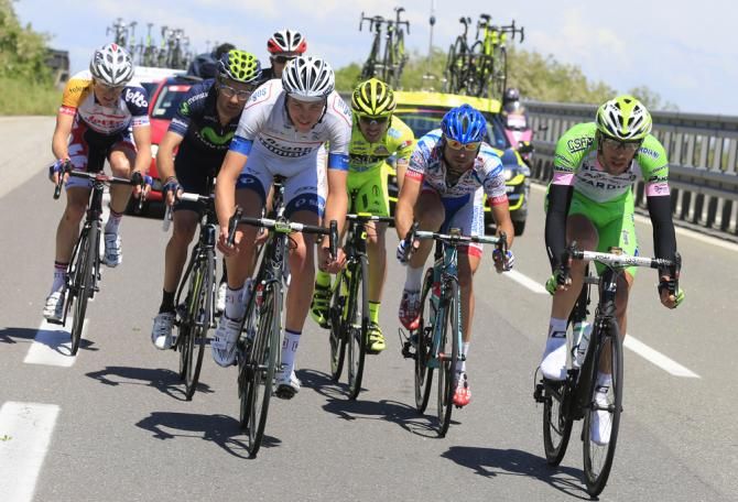 The main break drives on during stage 13 of the Giro d'Italia