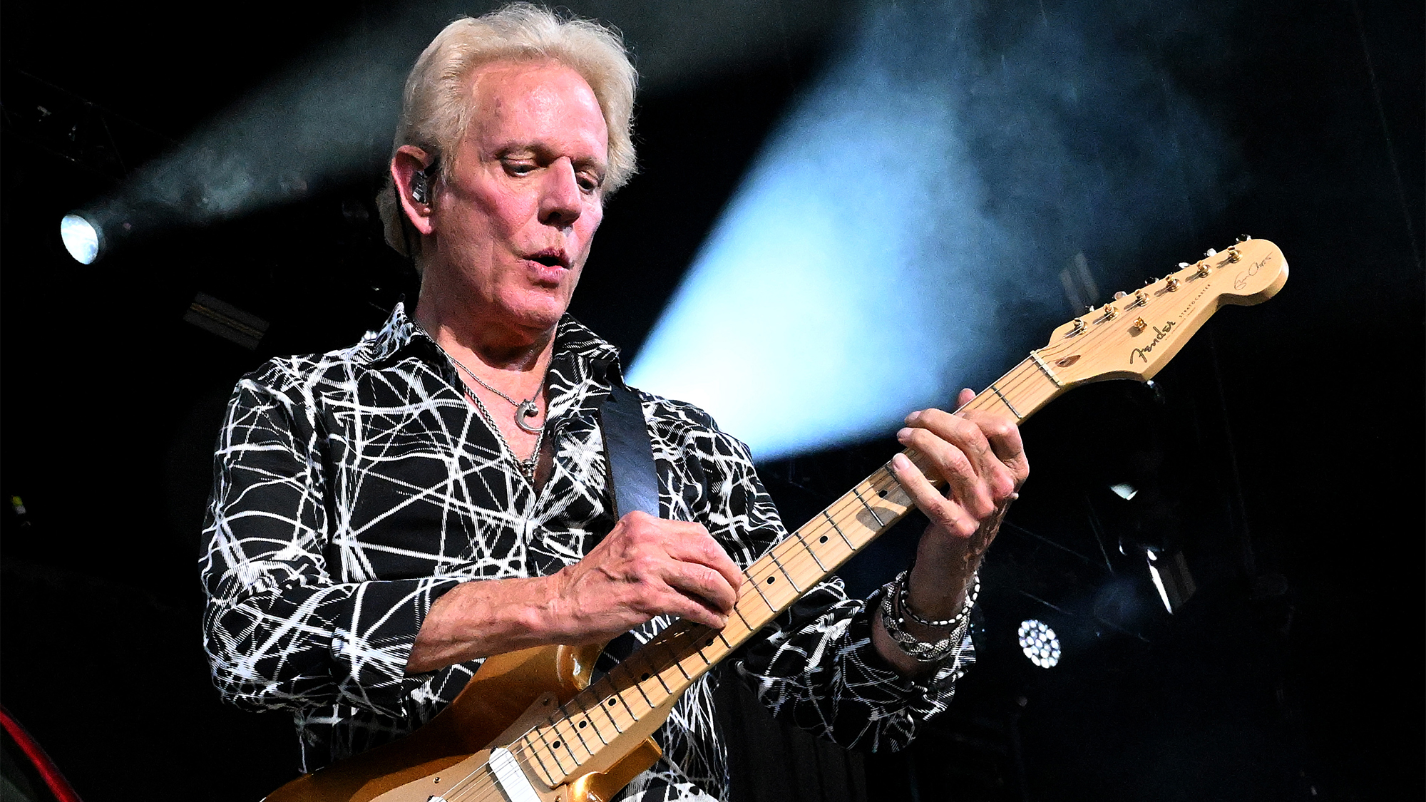 Don Felder of Don Felder Band performs during The Brotherhood Of Rock Tour at Ameris Bank Amphitheatre on July 06, 2025, in Alpharetta, Georgia.