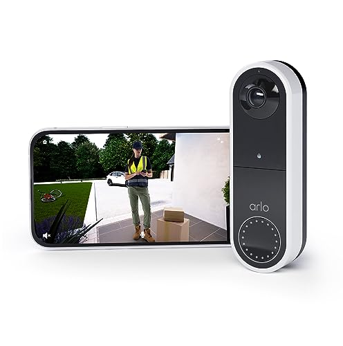 Arlo Essential Wireless Video Doorbell Camera, 1080p Hd Security Camera, Wifi, 2 Way Audio, Motion Detection, Built-In Siren, Night Vision, Free Trial of Arlo Secure Plan, White