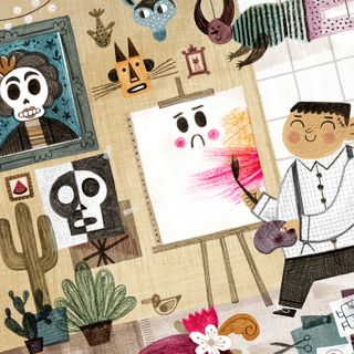 image of an illustrated Diego Riveria in his studio