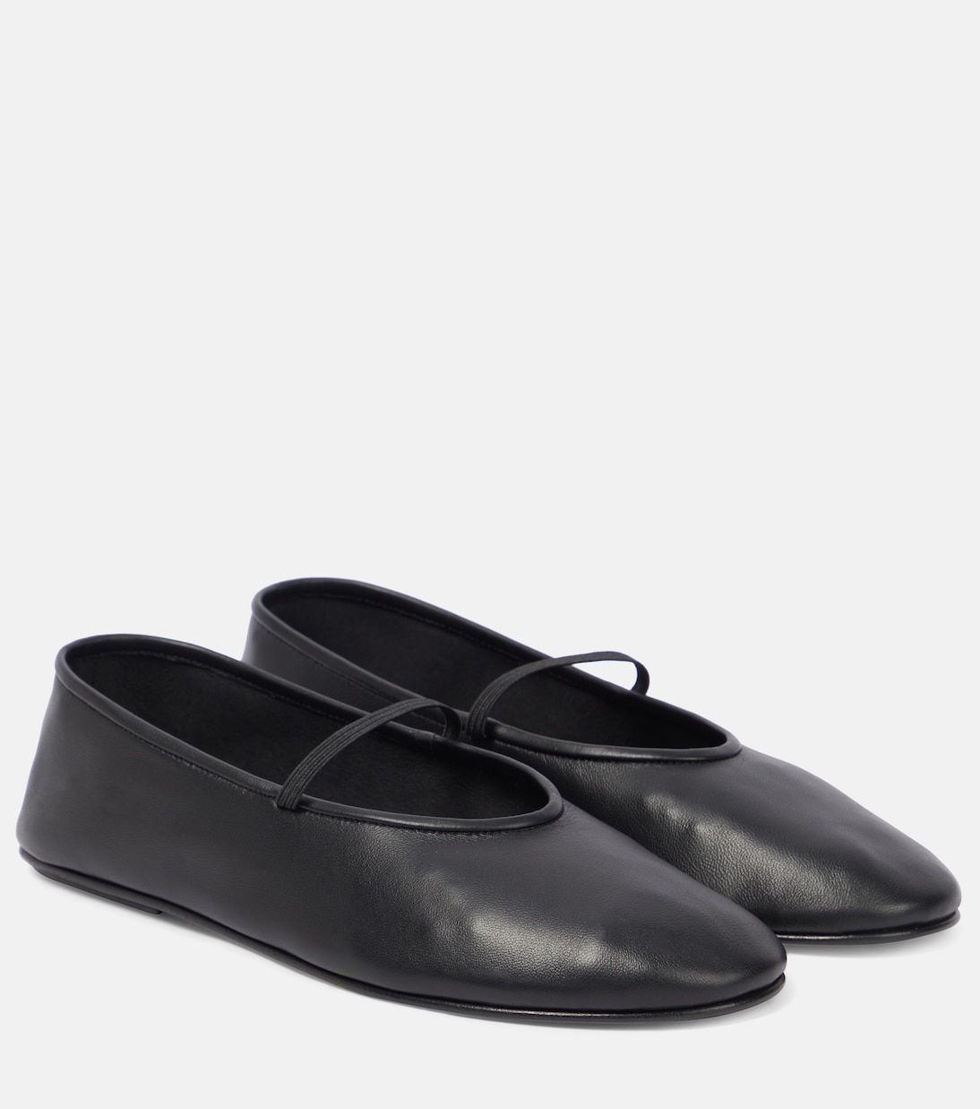Leather Ballet Flats in Black - the Row
