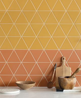 Yellow and orange triangle tiles