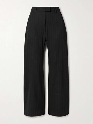 Pinstriped Crepe Straight-Leg Pants