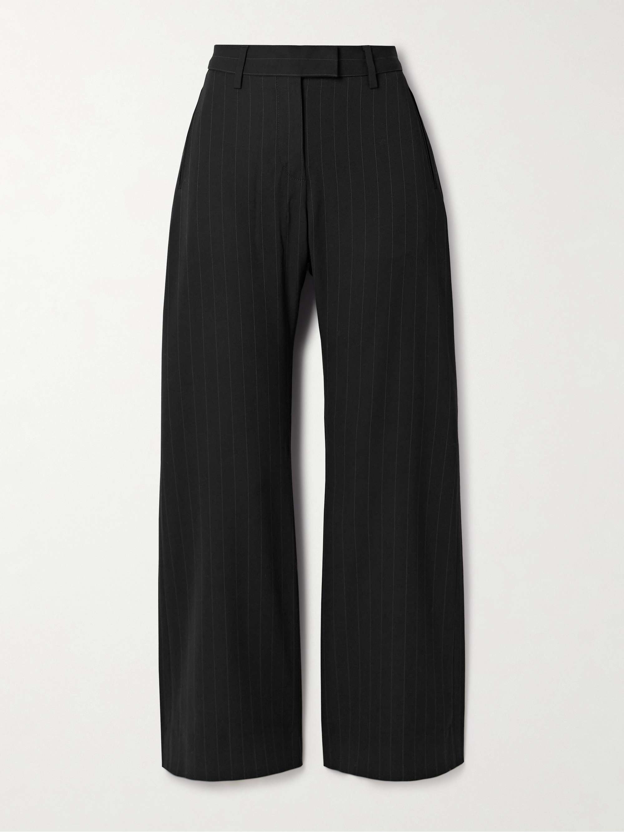 Pinstriped Crepe Straight-Leg Pants