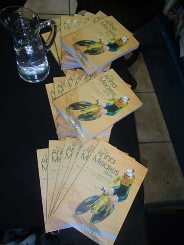 Time to get signing... copies of Meares' book await fans.