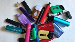 A bunch of discarded vapes