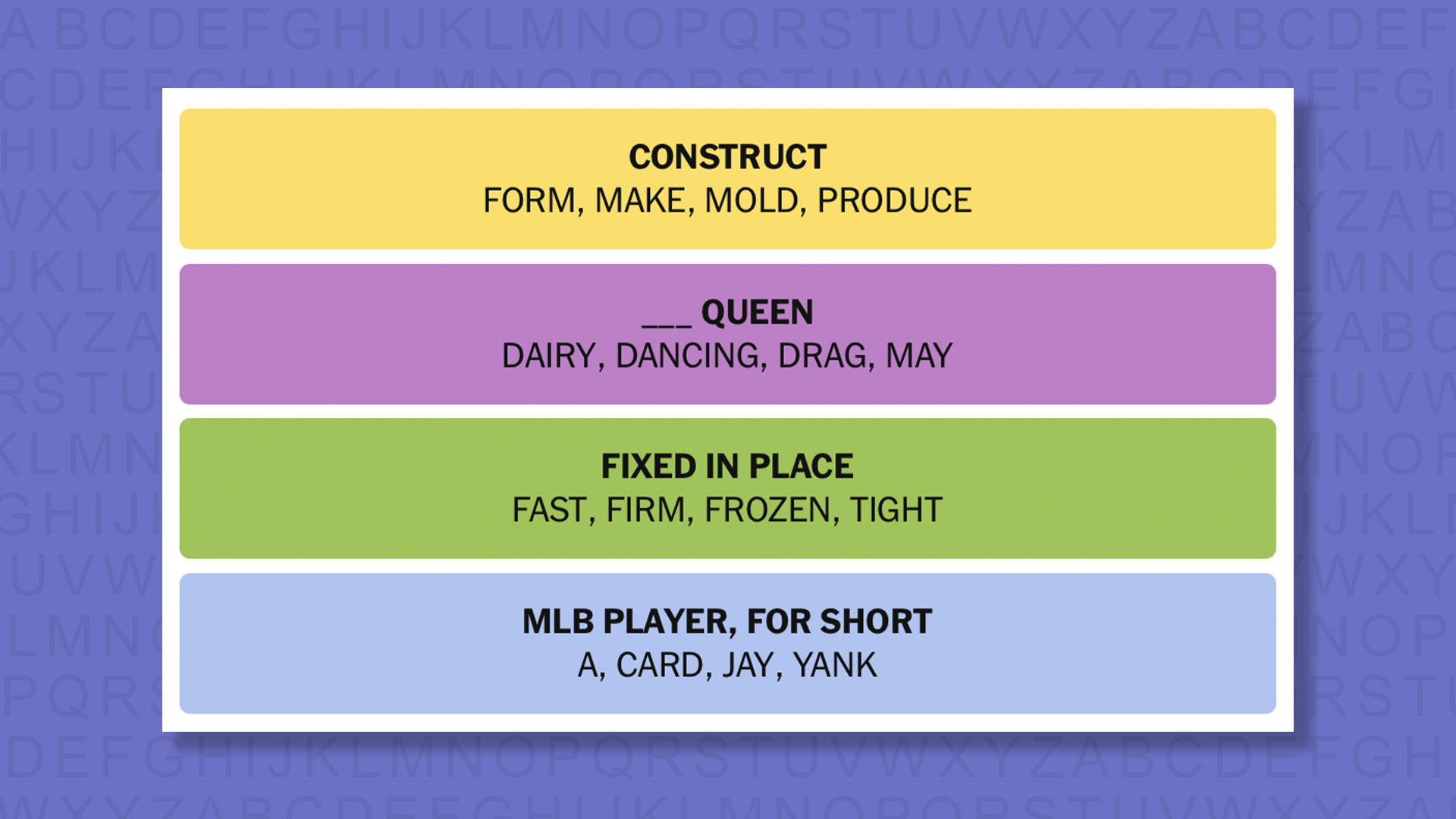 إجابات NYT Connections للعبة 977 على خلفية أرجوانية