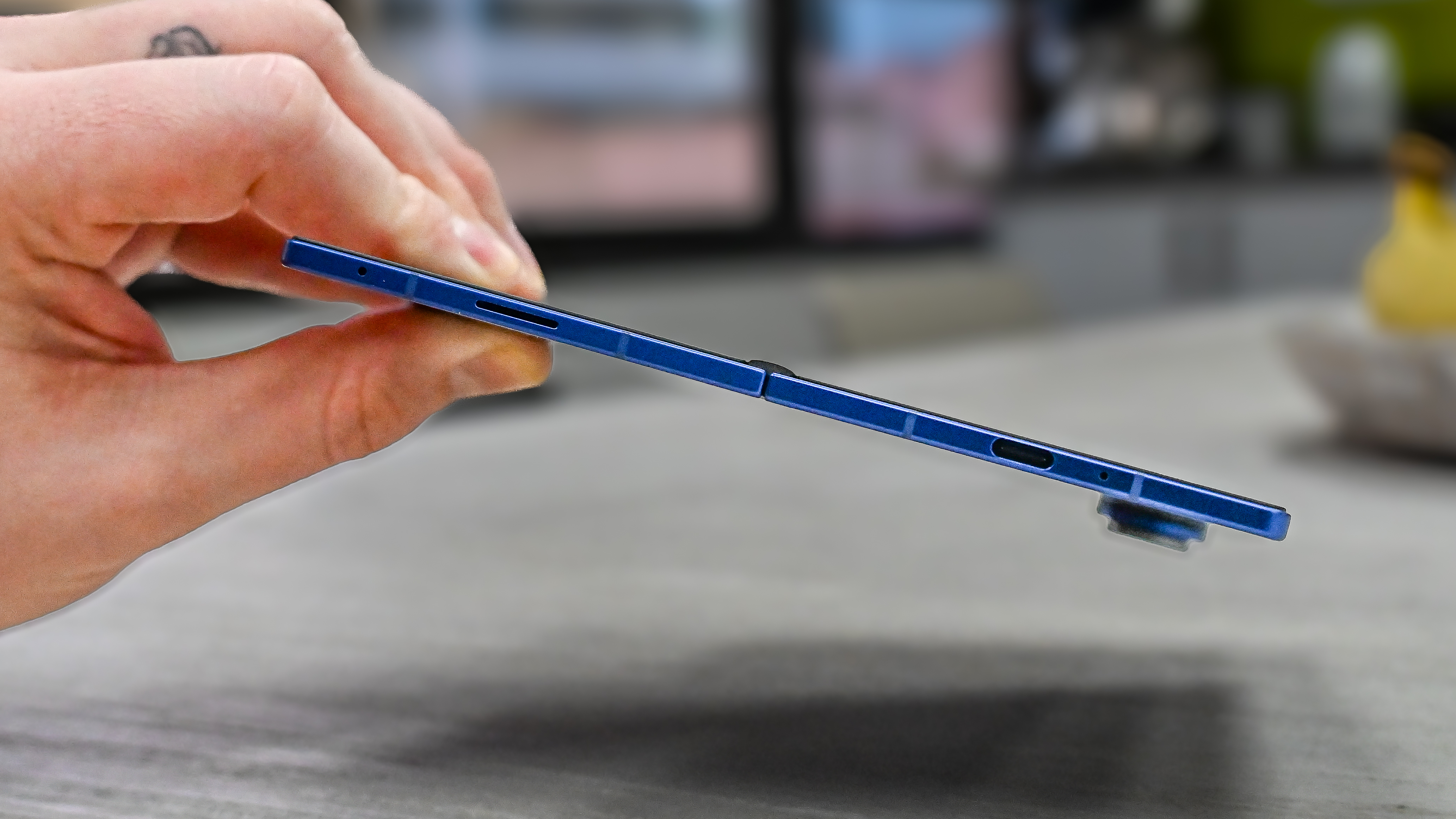 The bottom edge of the Samsung Galaxy Z Fold 7