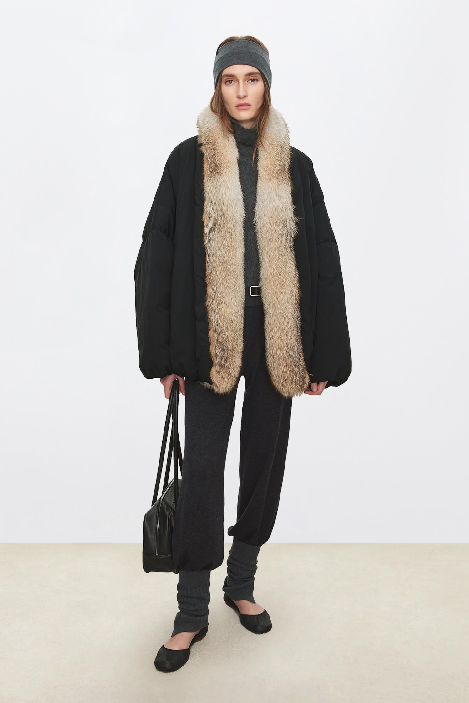 CHICJOC, Fur Collar &amp;amp; Czech White Goose Down Coat
