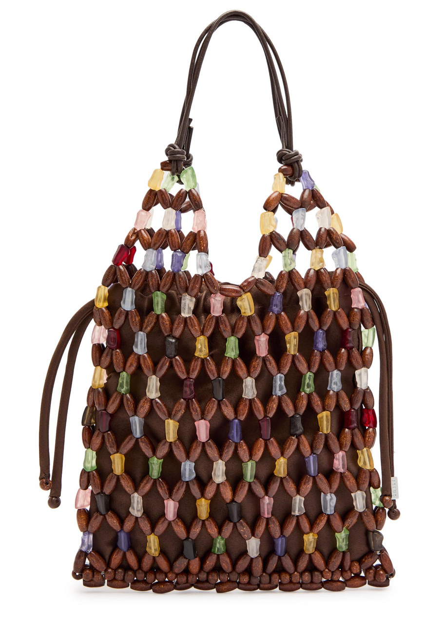Karla Leather and Wooden-Bead Top Handle Bag