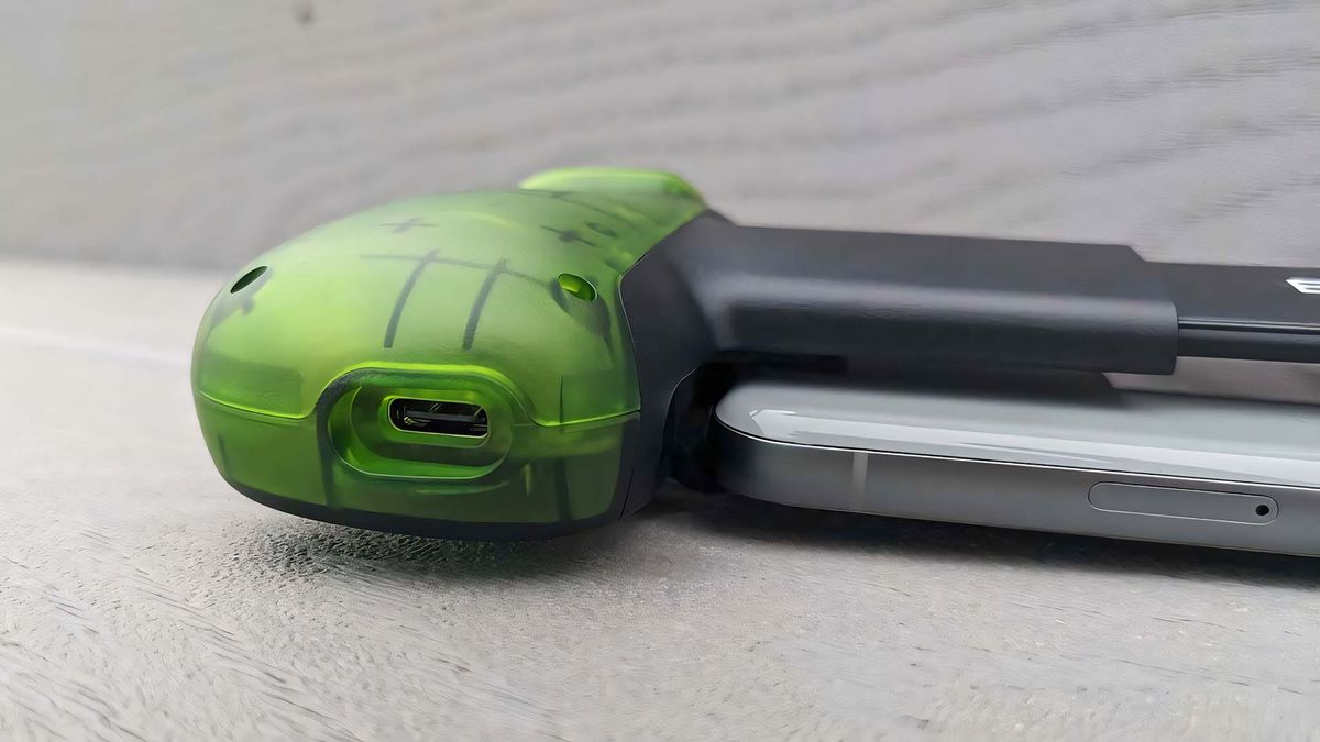 Closeup of the Backbone One Xbox Edition USB-C port.