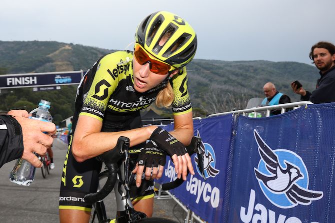 Overall winner Lucy Kennedy (Mitchelton-Scott) recovers from her efforts