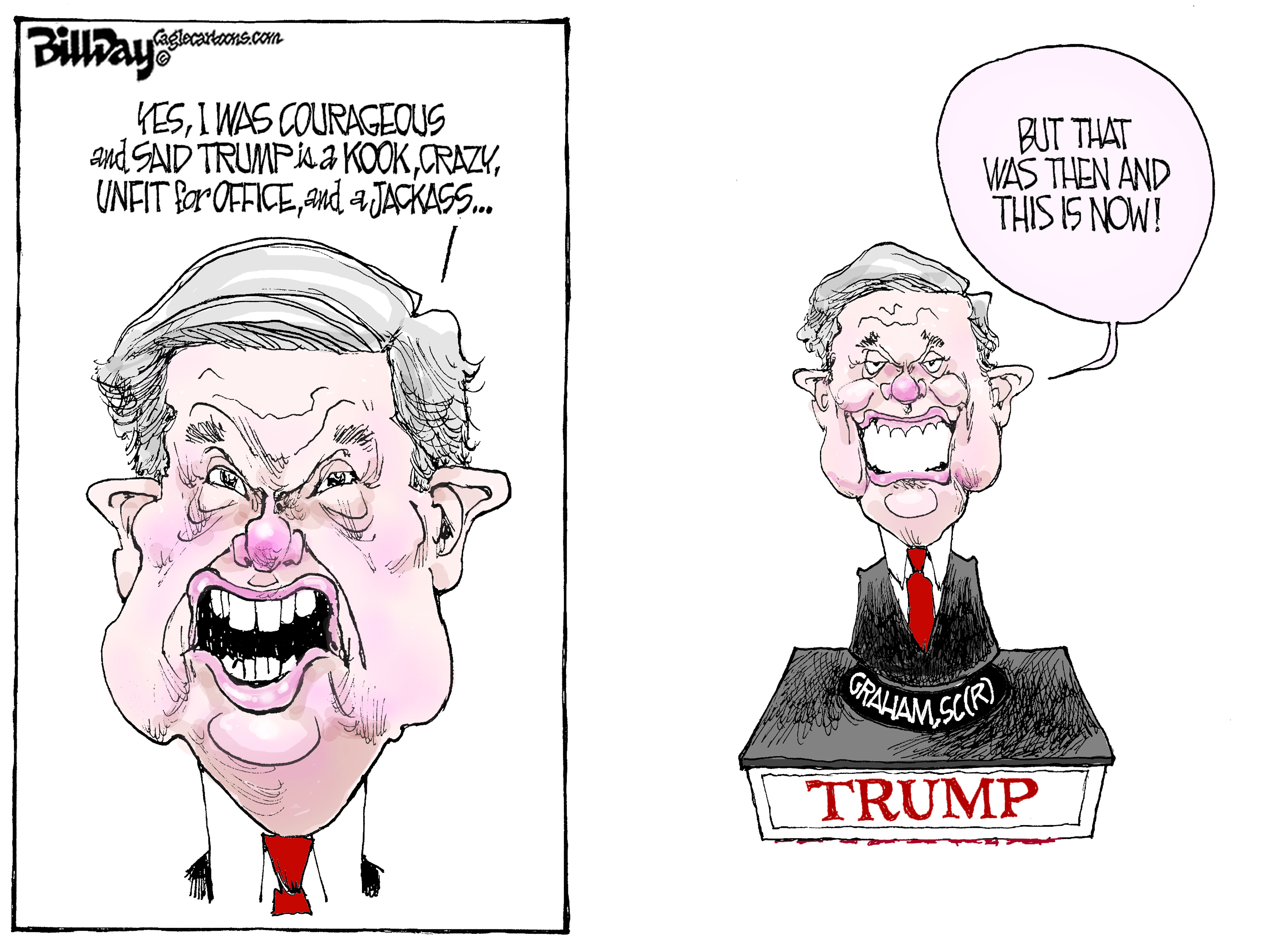 Political Cartoon U.S. Trump Lindsey Graham rubber stamp South Carolina Senate