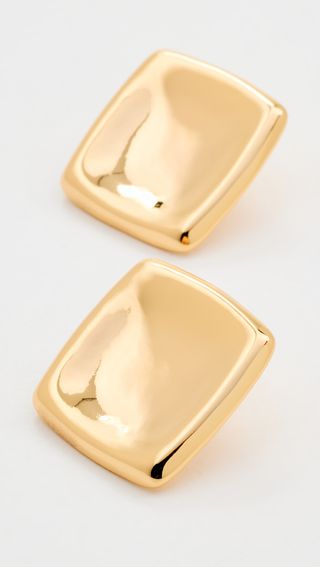 Solid Large Indented Square Stud Earrings