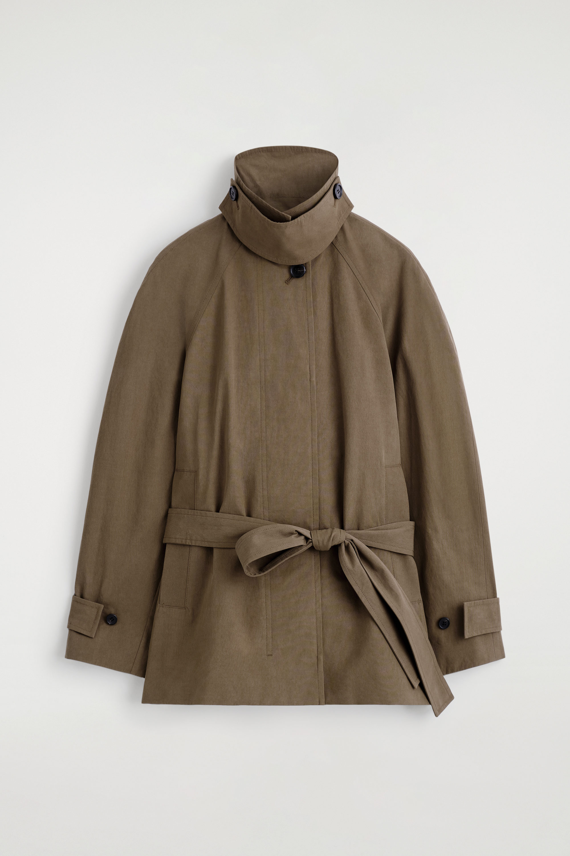 Belted Cotton Short Trench Jacket