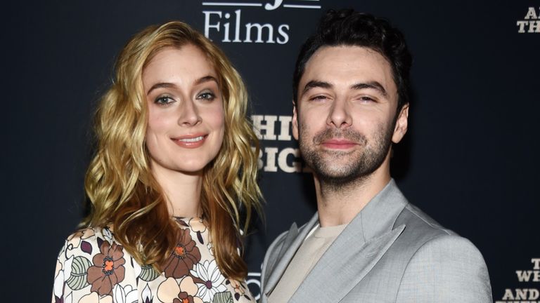 Aidan Turner and Caitlin Fitzgerald arrive at RLJE Films' "The Man Who Killed Hitler And Then Bigfoot