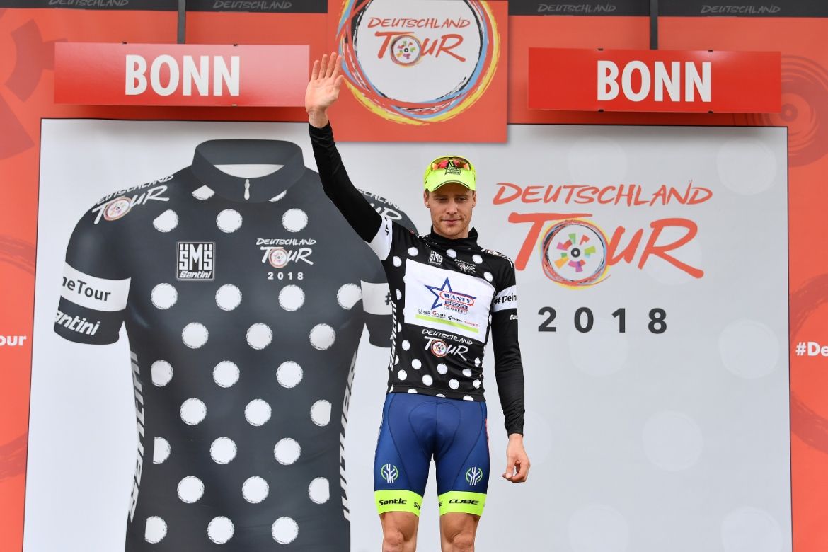 Kevin Van Melsen (Wanty-Groupe Gobert) in the mountains jersey