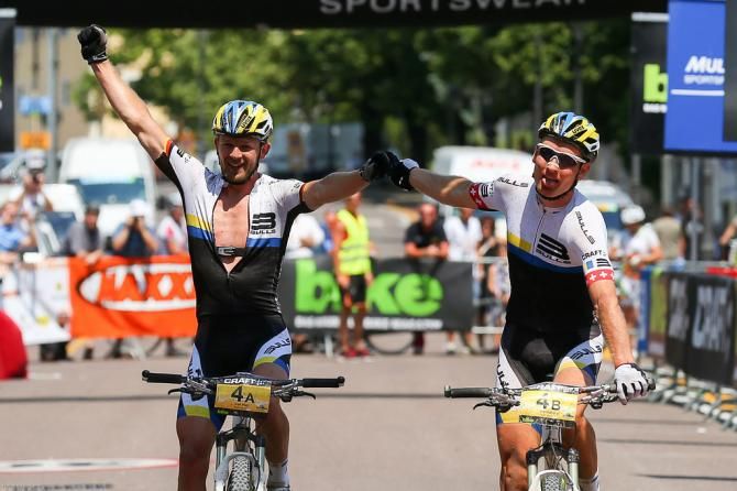 Karl Platt and Urs Huber (Team Bulls 1) win stage 7 of the TransAlp
