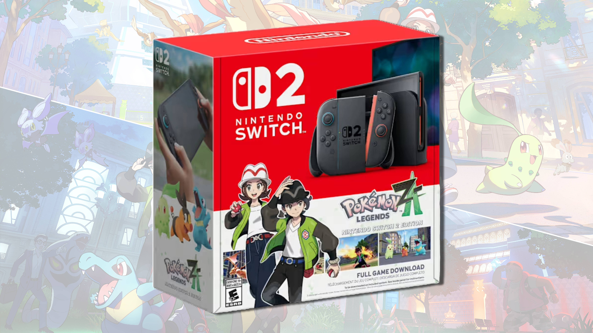 The Pokemon Legends: Z-A bundle box on a background of key art