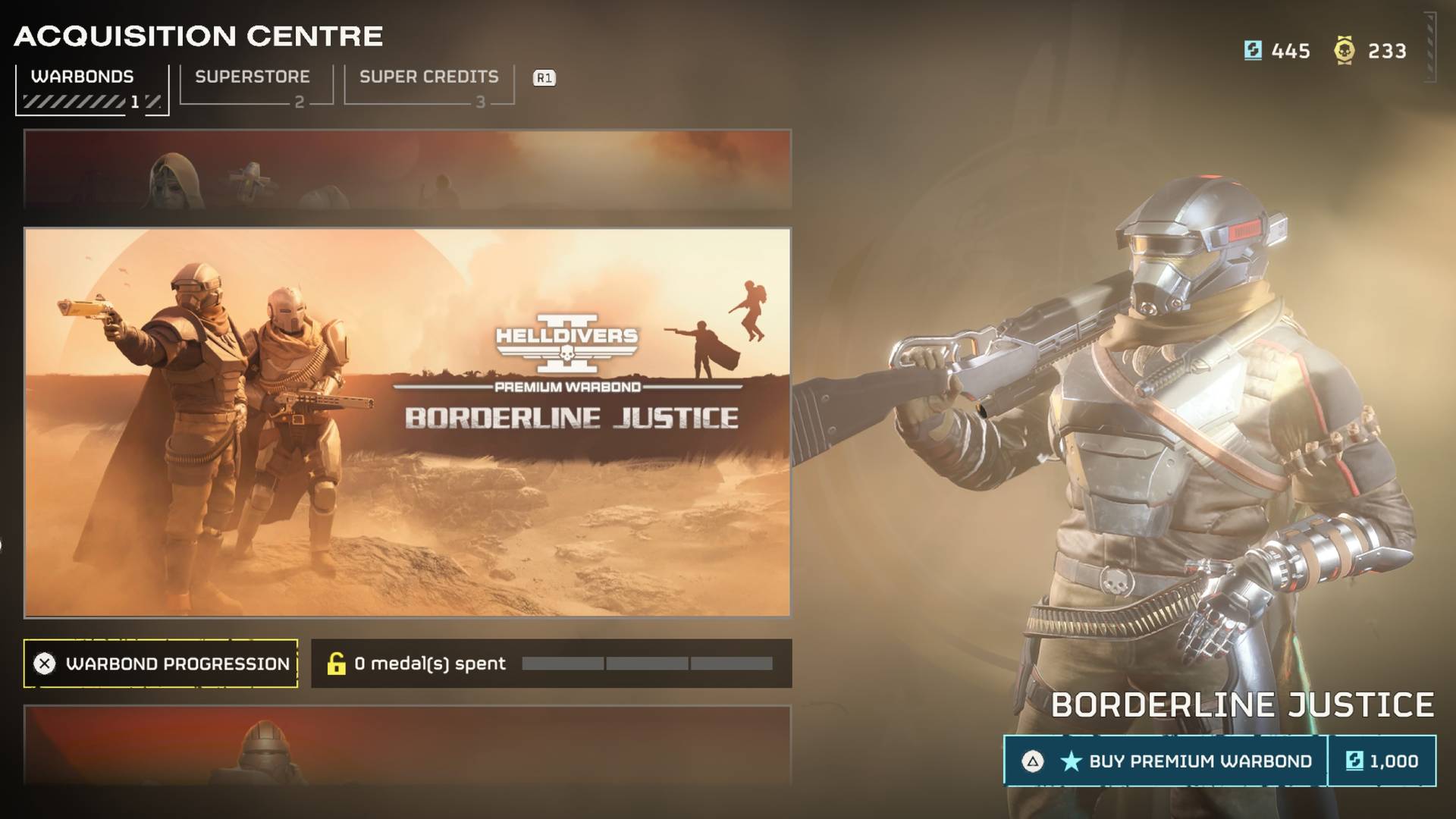 Helldivers 2 Super Credits warbond for 1,000 SC