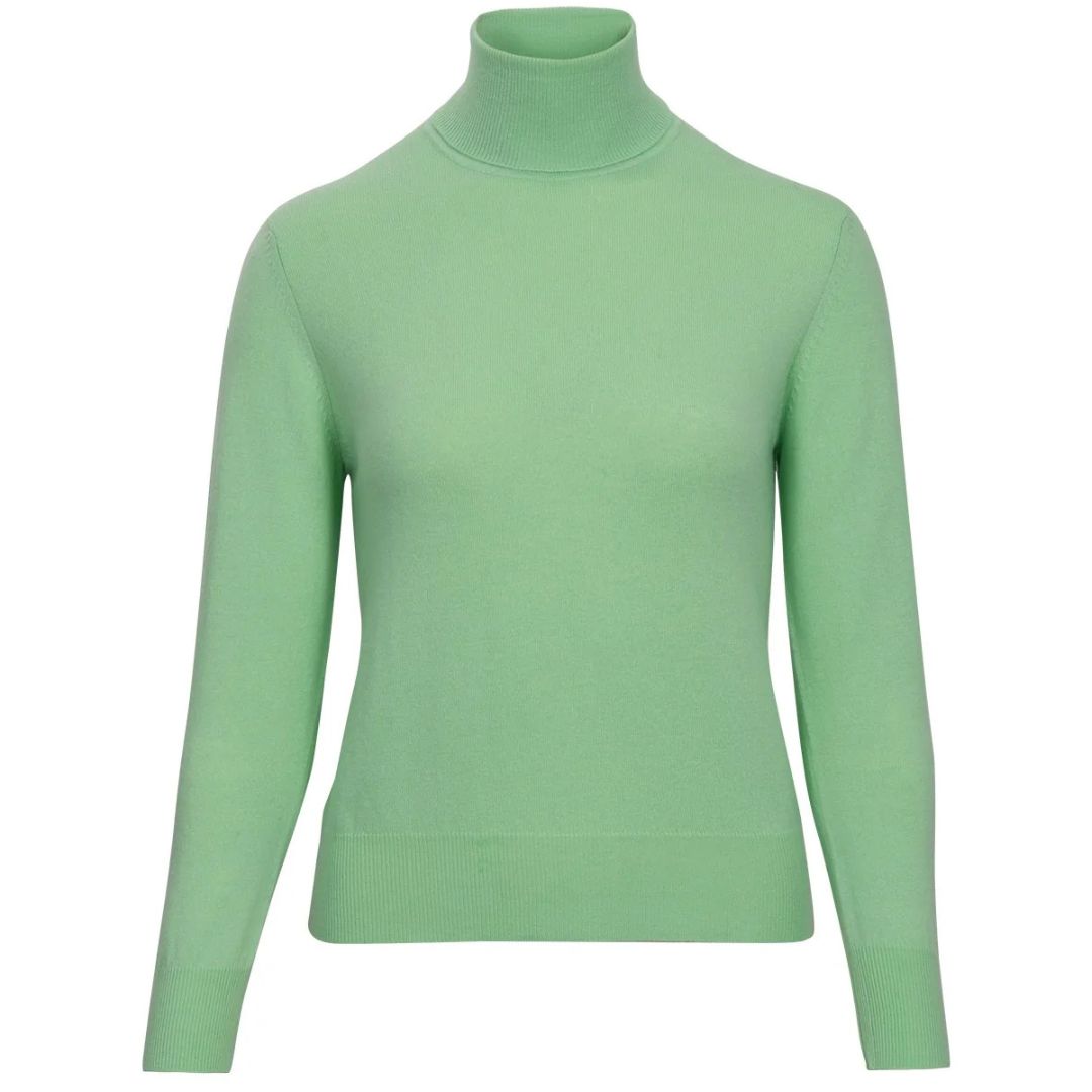 Ladies Merino Roll Neck Jumper Mint