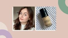 Collage of freelance beauty editor Lucy wearing Giorgio Armani Luminous Silk Foundation review alongside her own picture of the bottle