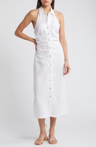 Belen Halter Neck Linen Shirtdress