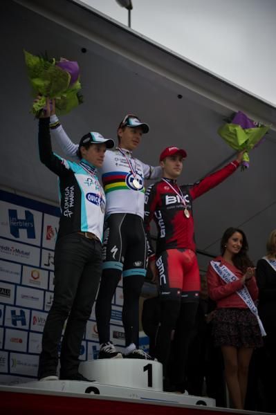 Chavanel, Martin and Phinney on the podium at the Chrono des Nations