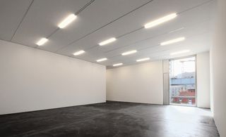 Grey floored exhibition space