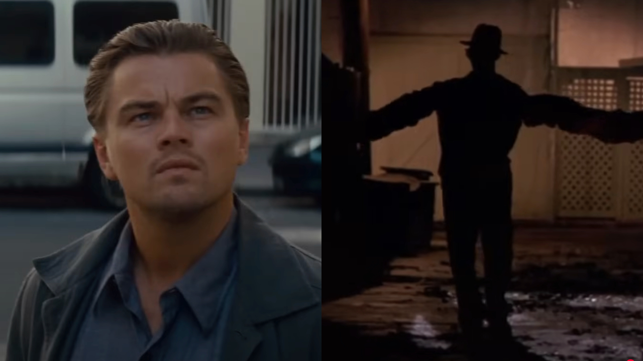 Leonardo DiCaprio in Inception and Freddy Krueger from A Nightmare on Elm Street