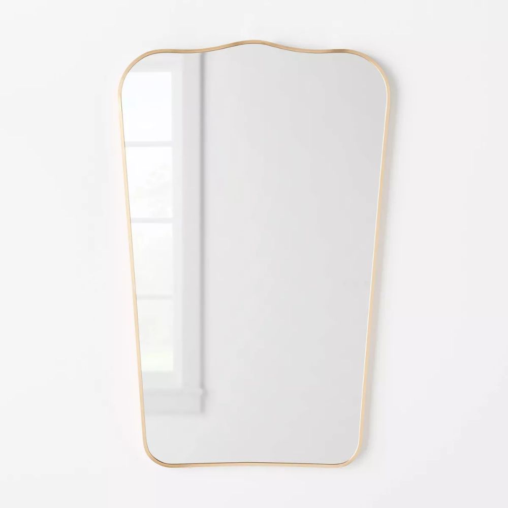 Metal Curved Top Mirror Gold