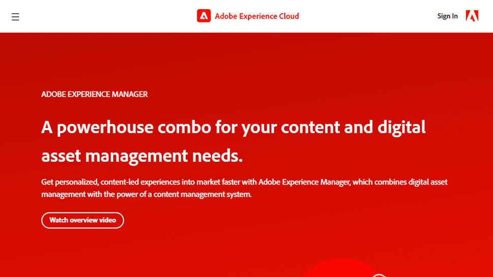 Website screenshot of Adobe Experience Manager