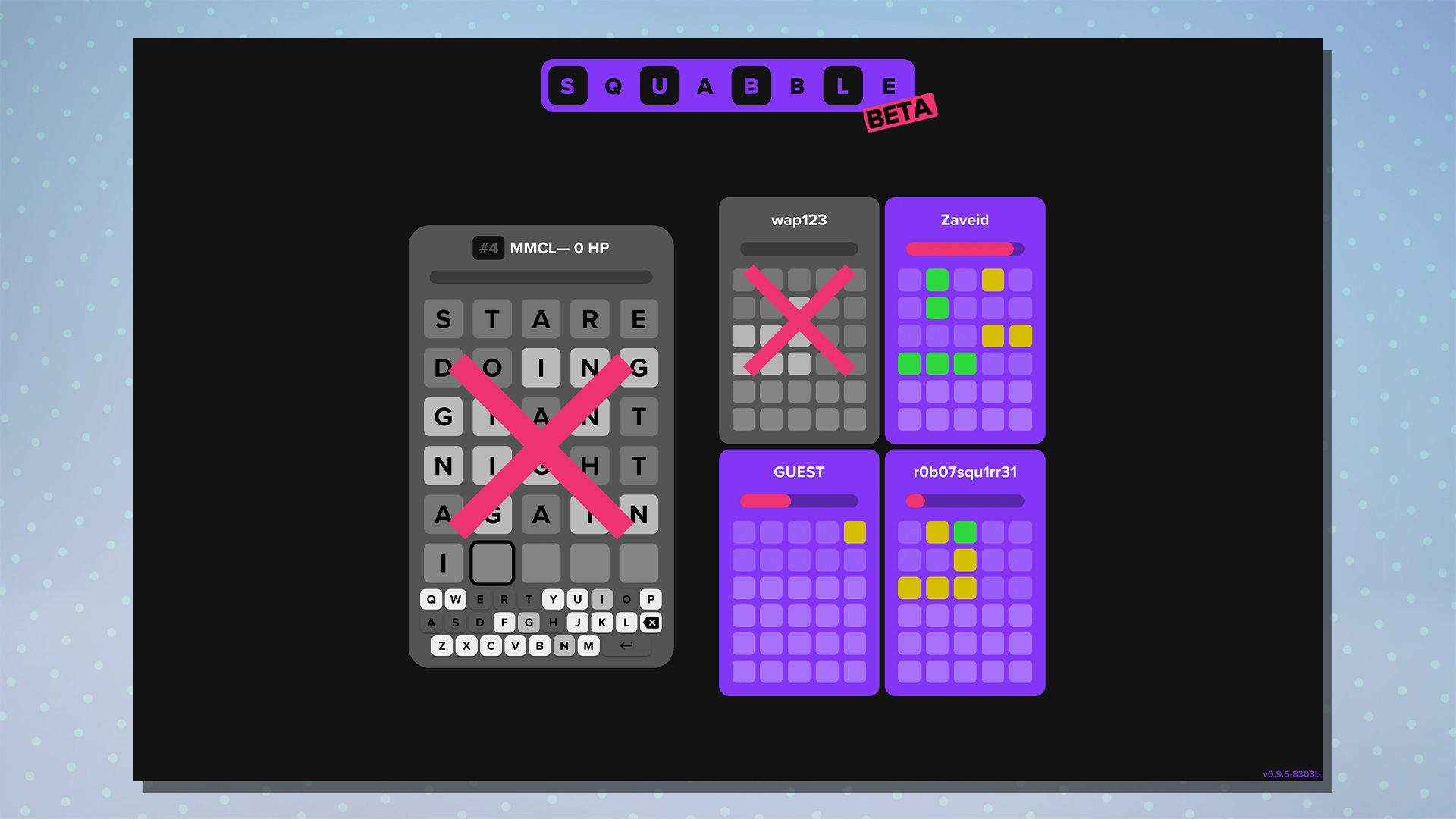 Ein Screenshot des Webspiels Squabble