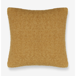 mustard yellow square boucle pillow