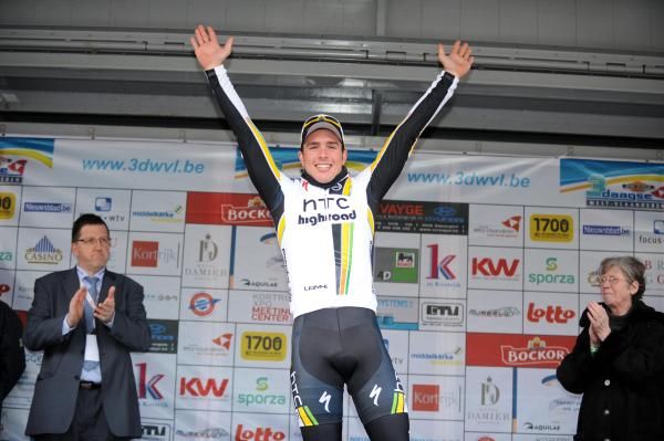 John Degenkolb (HTC-Highroad) celebrates his stage win in Bellegem.