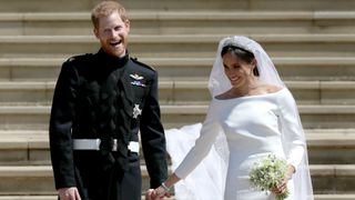 Prince Harry, Duke of Sussex and the Duchess of Sussex depart after their wedding ceremony