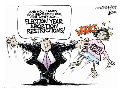 Political cartoon abortion restrictions