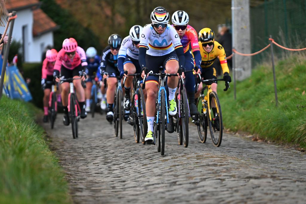 Liane Lippert competes during the 18th Omloop Het Nieuwsblad Elite Women&#039;s Elite