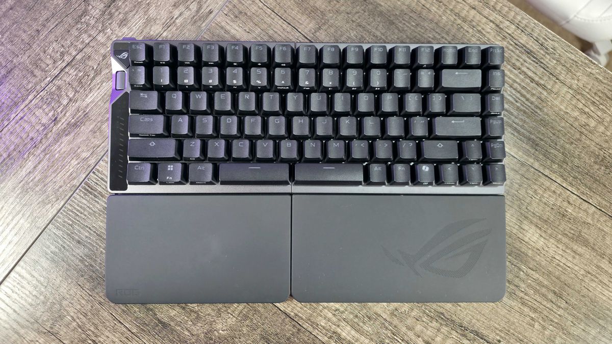 Image of the ASUS ROG Falcata wireless gaming keyboard.