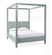 Franklin Four Poster Bed - Raffia Coastal Blue from Serena &amp; Lily