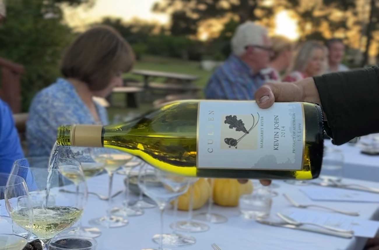 A bottle of Cullen wine poured at dinner