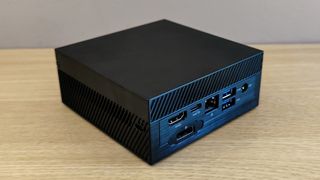 The Asus PN51 MiniPC ports shot from an angle