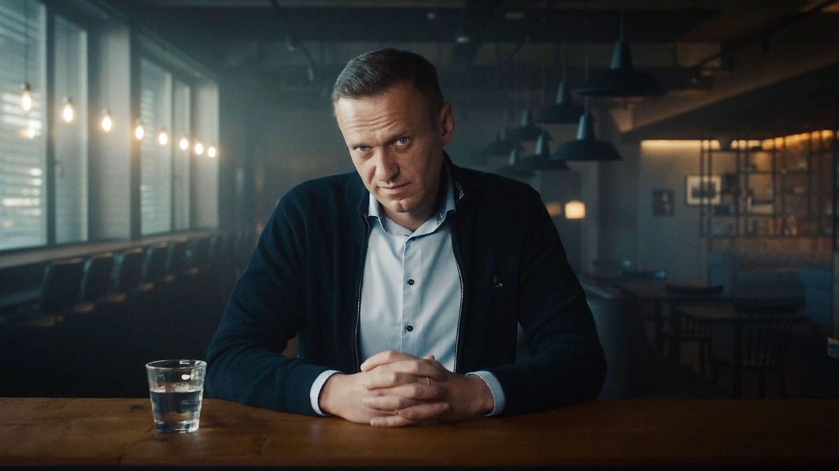 Alexi Navalny stares into the camera in his documentary film