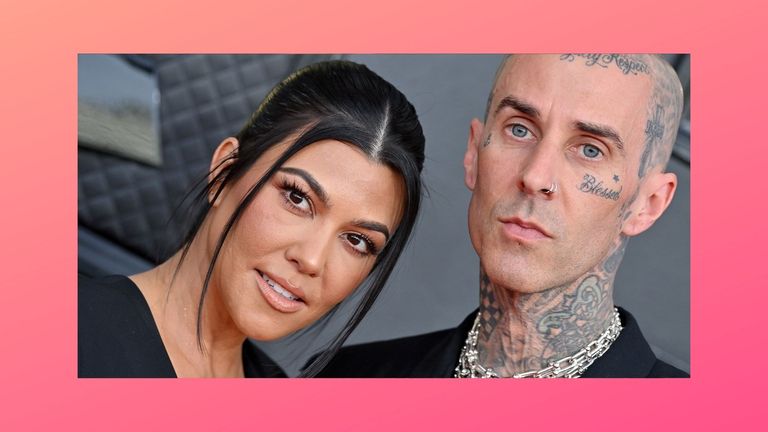 Kourtney Kardashian and Travis Barker attend the 64th Annual GRAMMY Awards at MGM Grand Garden Arena on April 03, 2022 in Las Vegas, Nevada. 